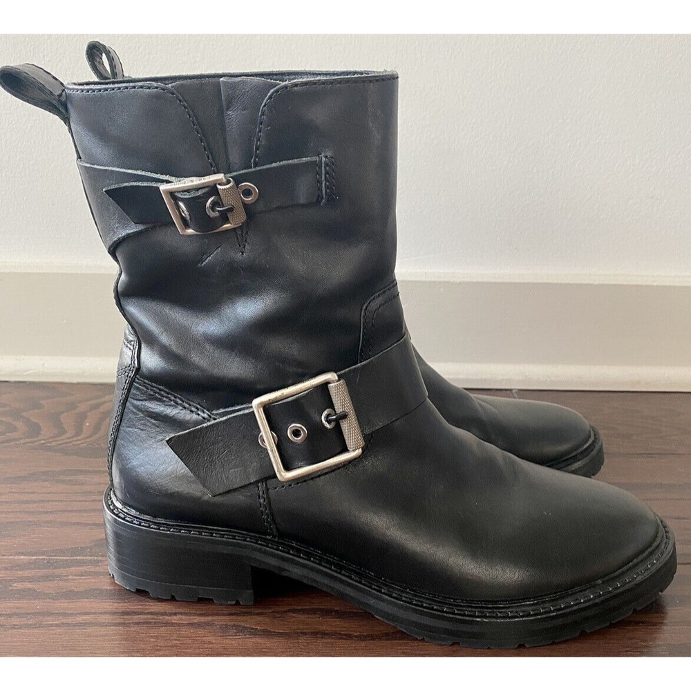 NWOB Rag & Bone Cannon Buckle Leather Combat Moto Boots Women Size 40 US 10 $595